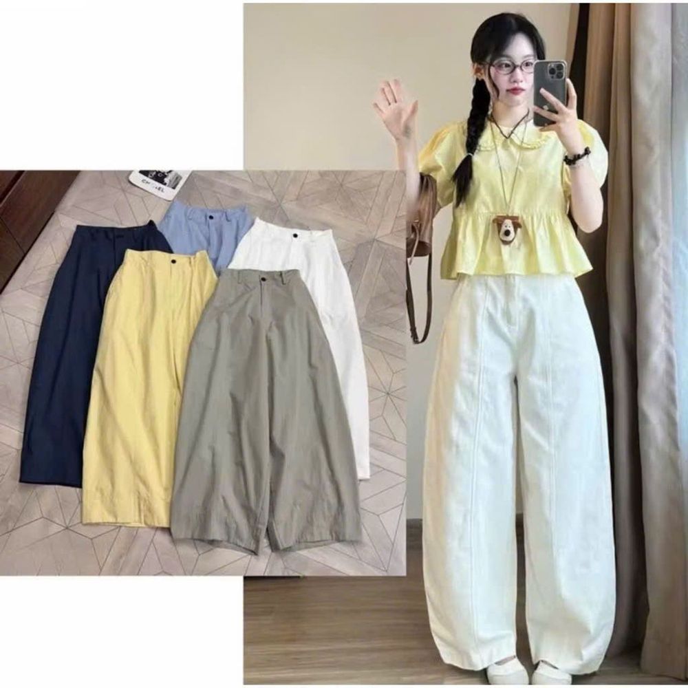 QUẦN BAGGY CAP CAO CHÁT DÙ NHĂN CO GIẢN MIN MÁT MÃ 6361