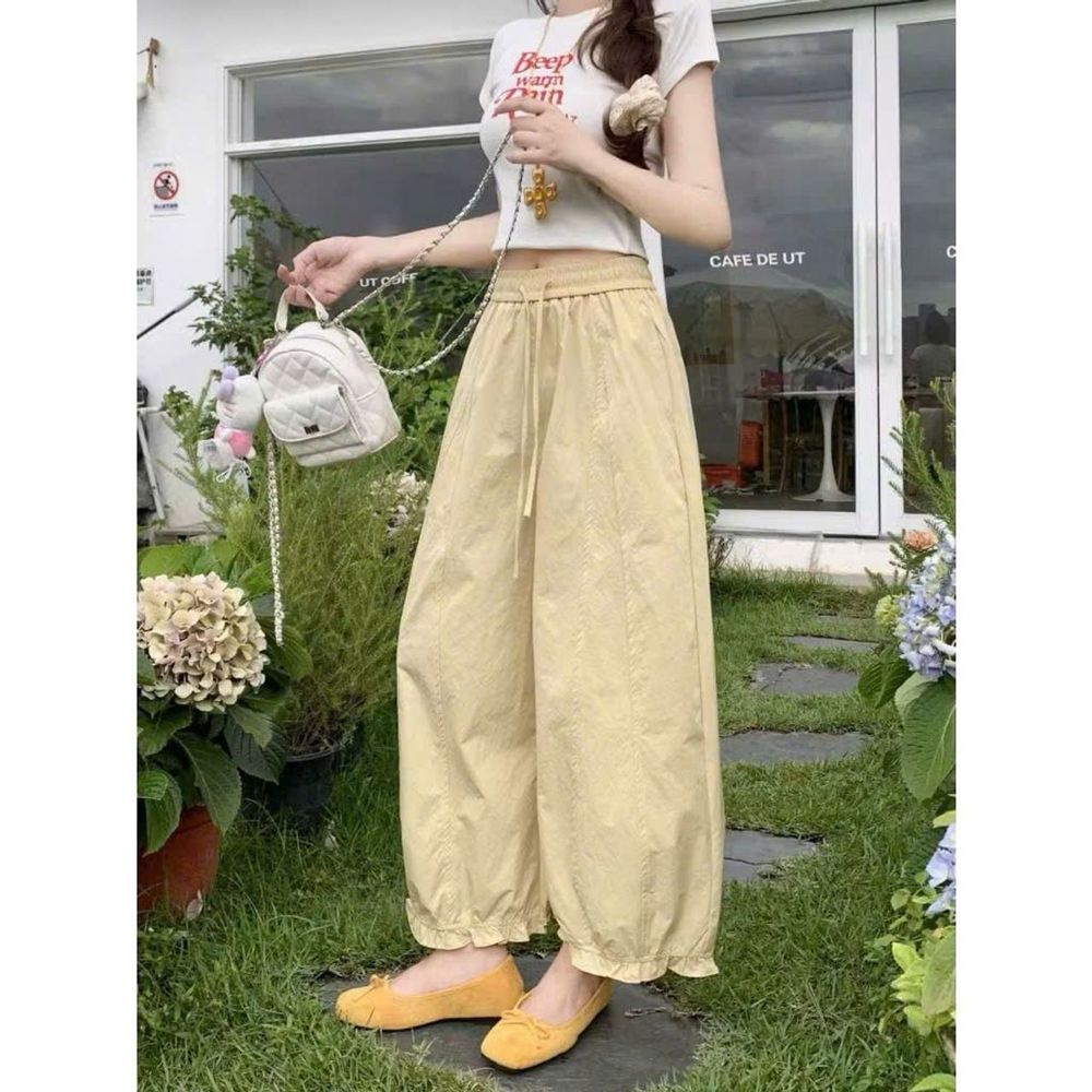 QUẦN BAGGY NỮ LAI BÈO CHẤT DÙ NHĂN CO GIẢN MỀM MỊN MÃ 010