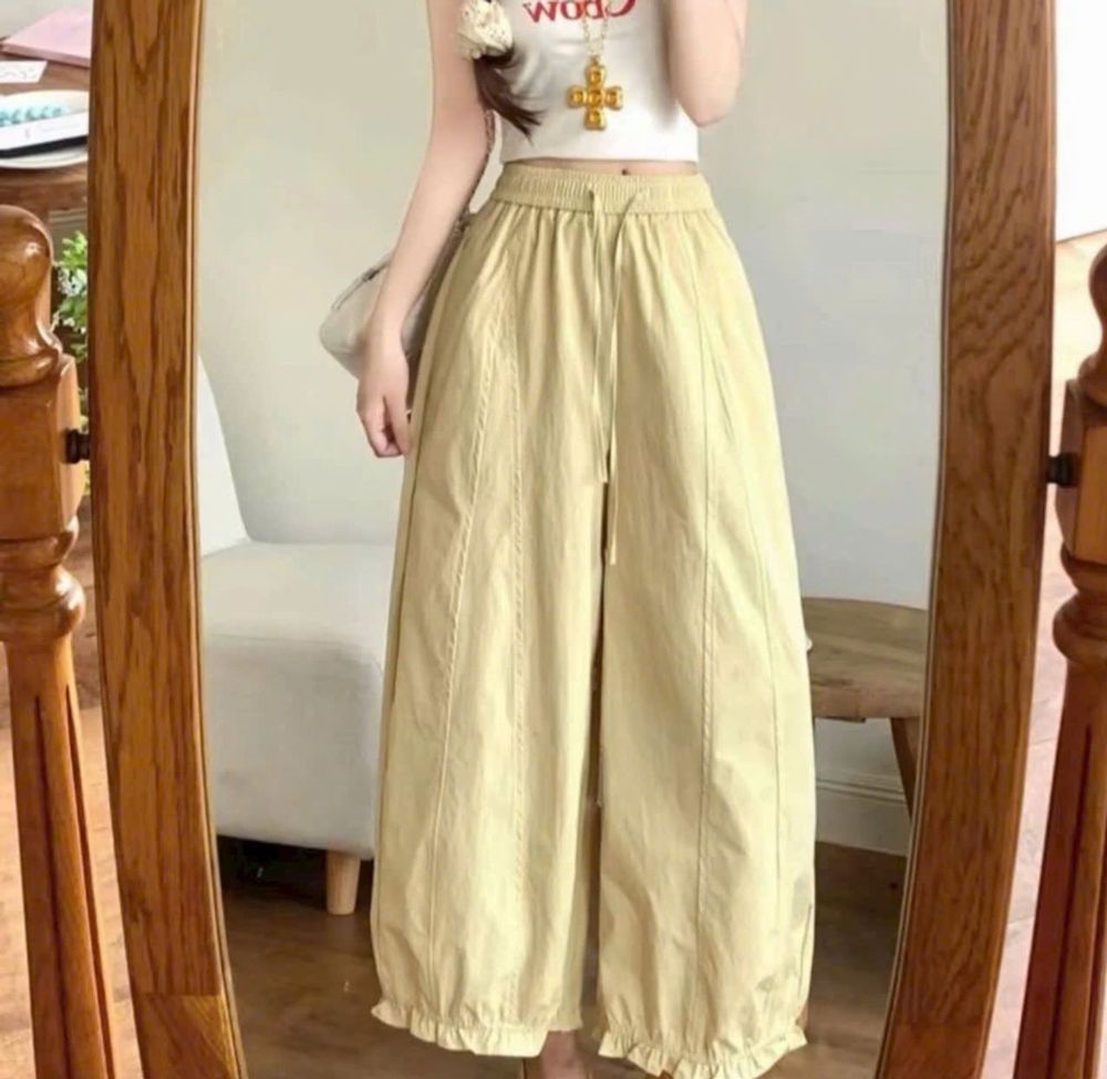 QUẦN BAGGY NỮ LAI BÈO CHẤT DÙ NHĂN CO GIẢN MỀM MỊN MÃ 010