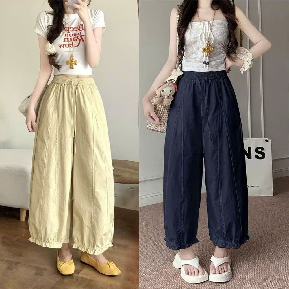 QUẦN BAGGY NỮ LAI BÈO CHẤT DÙ NHĂN CO GIẢN MỀM MỊN MÃ 010