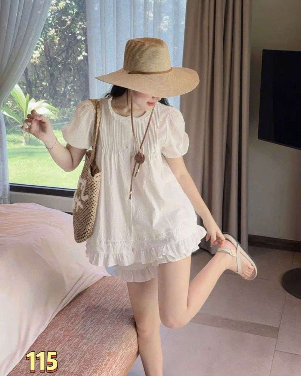 Set Váy Nữ Cộc Tay Babydoll Dễ Thương Chất Cotton Hàn Mềm Mát #115