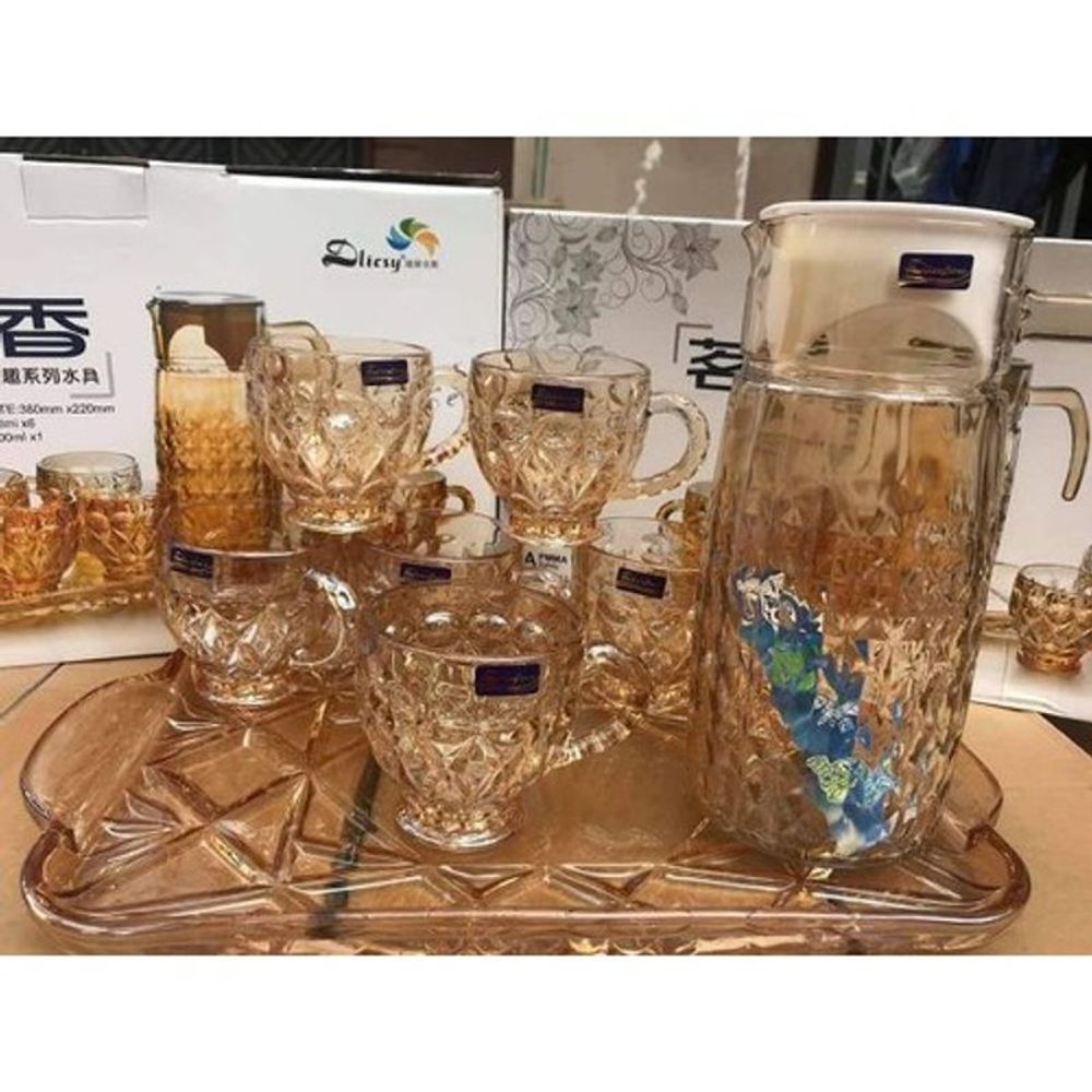 Bộ Bình 6 Cốc Kèm Khay Vàng (THÙNG 8B)