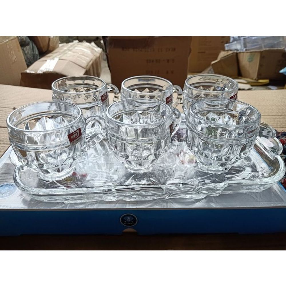 Bộ 6 Cốc Kèm Khay soga Tròn Trắng (THÙNG 8B)