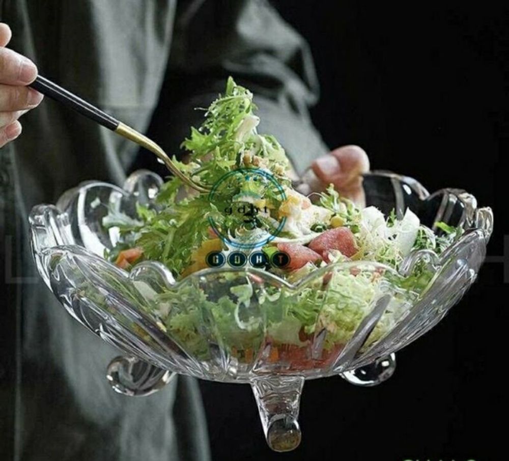 Đĩa Bát Thủy Tinh 3 Chân Trắng (THUNG 16C)