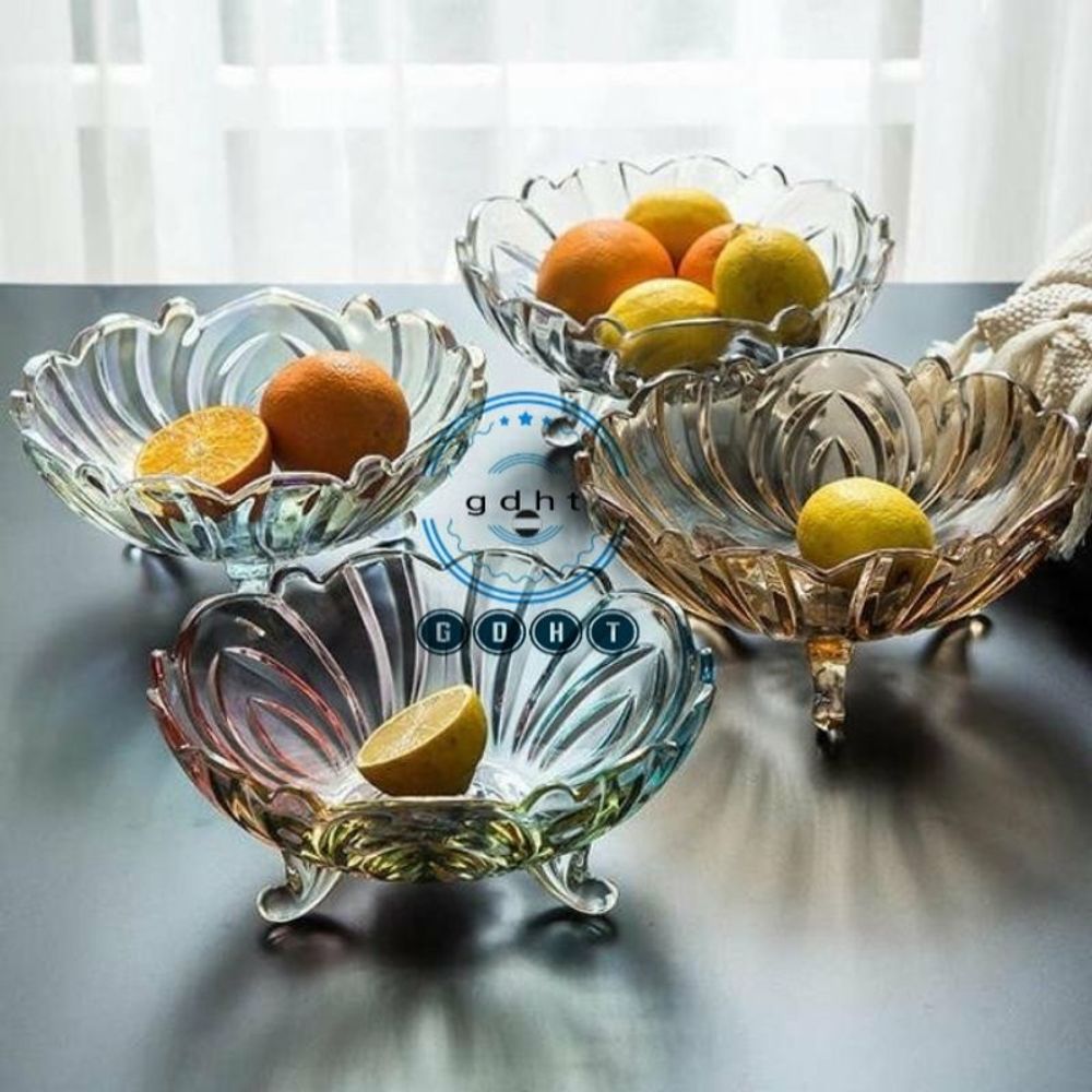 Đĩa Bát Thủy Tinh 3 Chân Trắng (THUNG 16C)