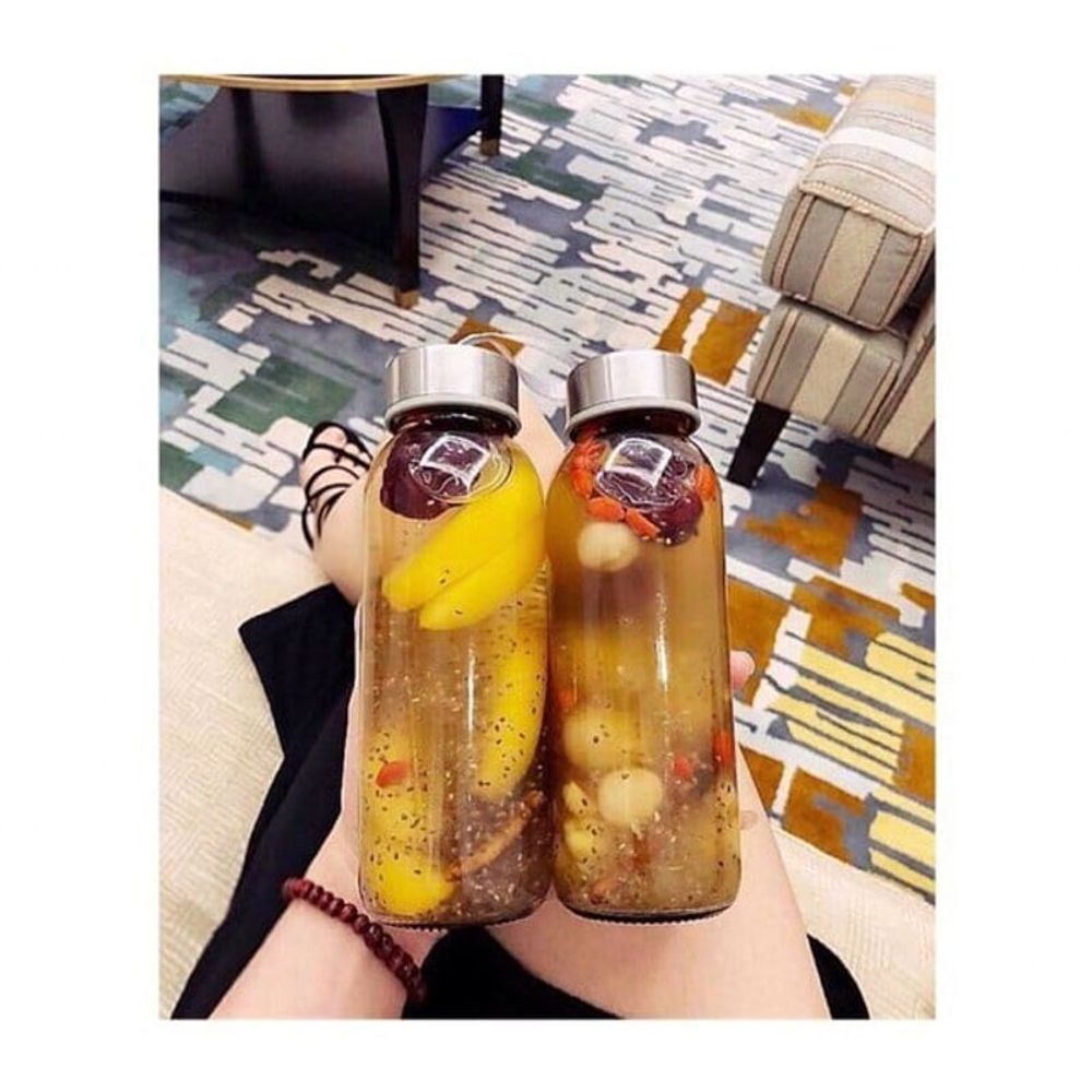 bình thủy tinh đựng nước dây xách - chai thủy tinh dây xách 300ml