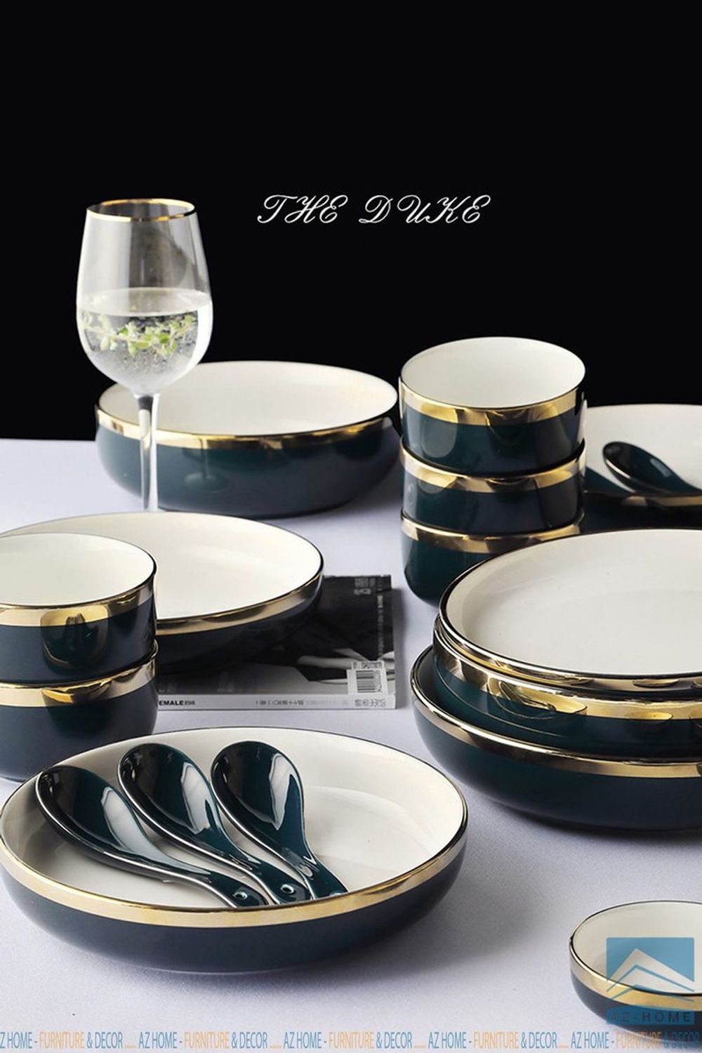 Bộ bát đĩa sứ viền vàng kiểu Hàn Quốc sang trọng ( bộ 26 chi tiết )