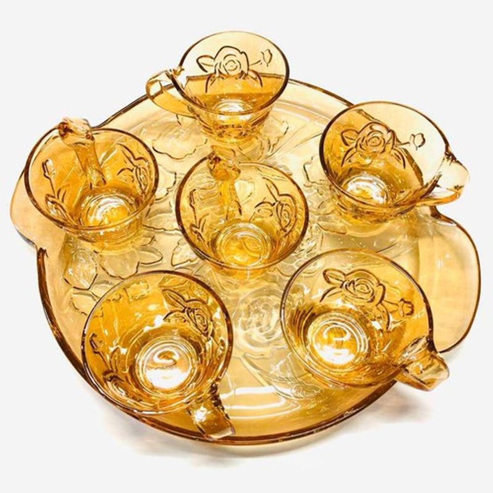 Bộ 6 cốc kèm khay thủy tinh dòng deli