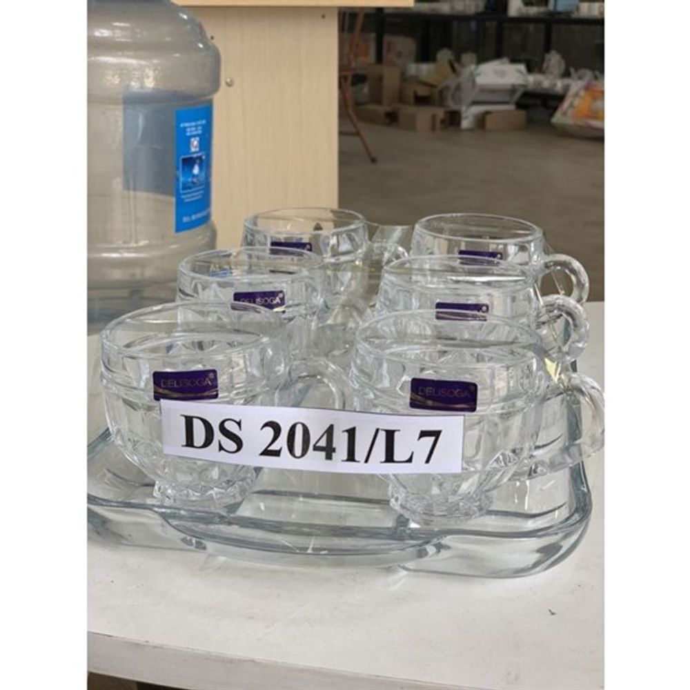 Bộ 6 Cốc Kèm Khay soga Tròn Trắng (THÙNG 8B)