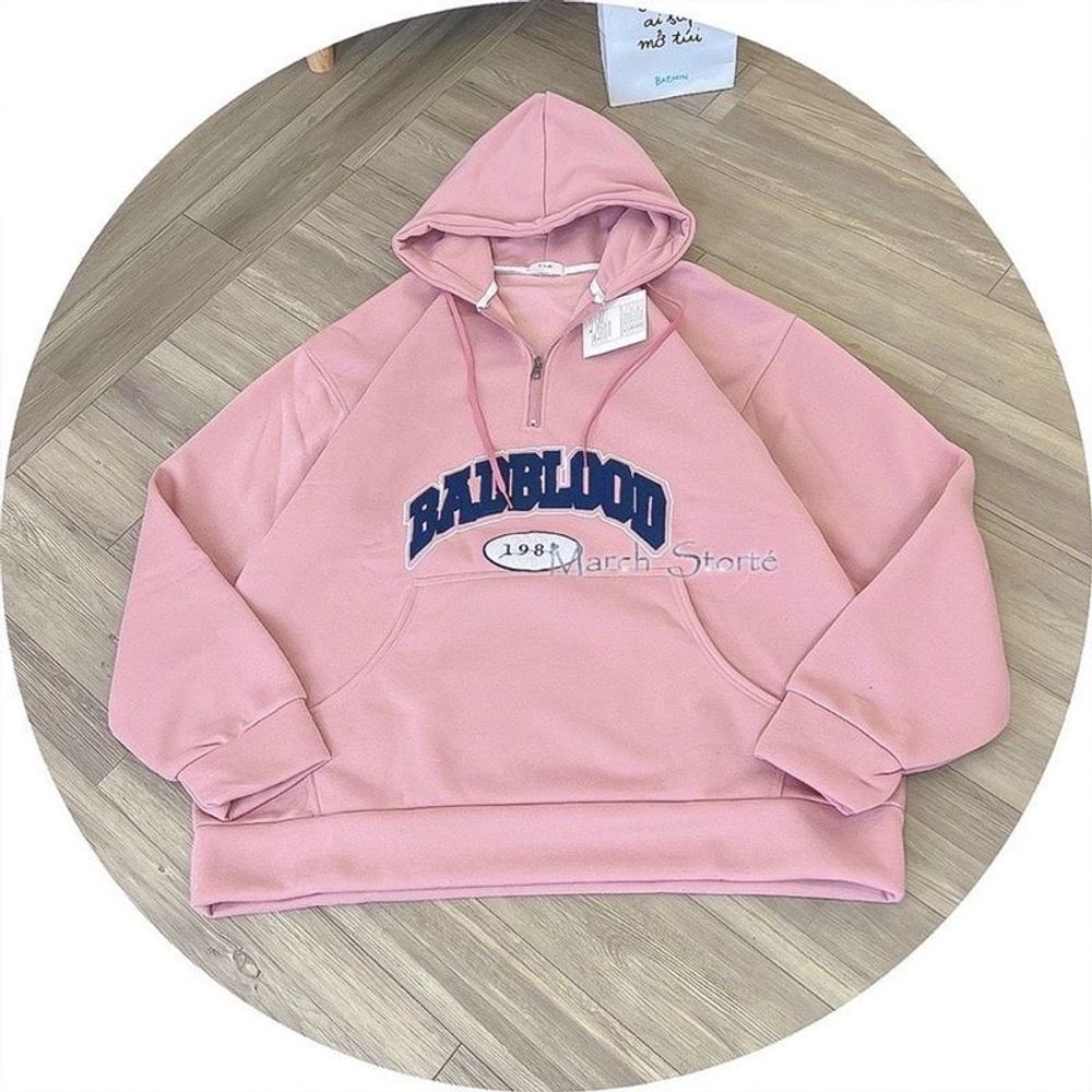 Áo khoác nỉ form 90kg dây kéo giữa cổ logo thêu, dây kéo phao