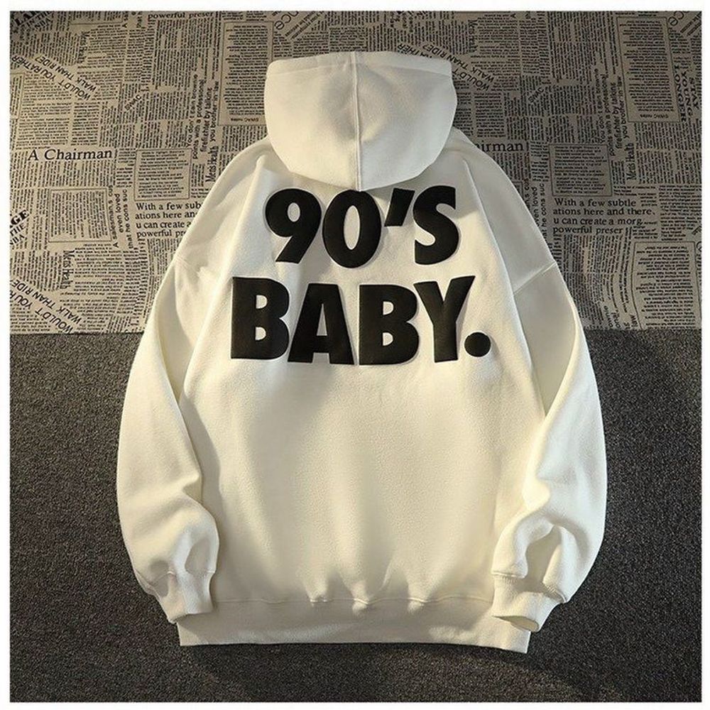 Áo hoodie nỉ in nổi 90s baby form đẹp vải mịn