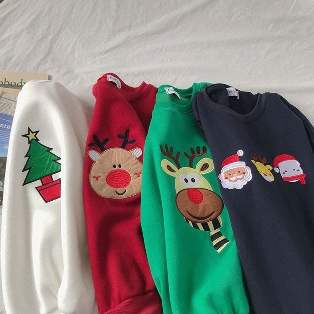 ÁO SWEATER NOEL NỈ THỤNG PHỐI VẠT CỰC XINH ÁO SWEATER GIÁNG SINH Tuần Lộc Cây Thông Người Tuyết