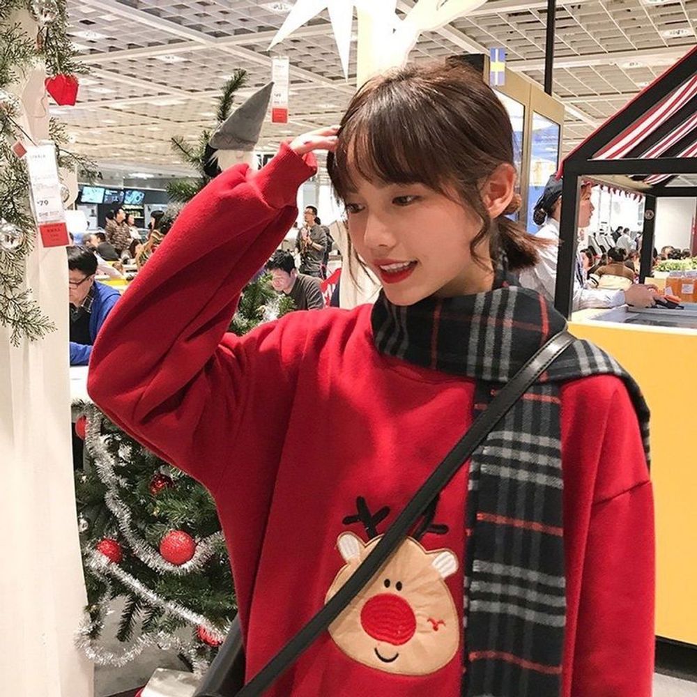 ÁO SWEATER NOEL NỈ THỤNG PHỐI VẠT CỰC XINH ÁO SWEATER GIÁNG SINH Tuần Lộc Cây Thông Người Tuyết