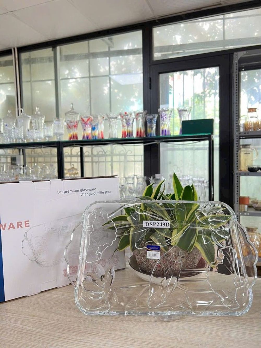 Khay Thủy Tinh Chữ Nhật Trắng Có Tay Cầm Rẻ (THÙNG 16C)