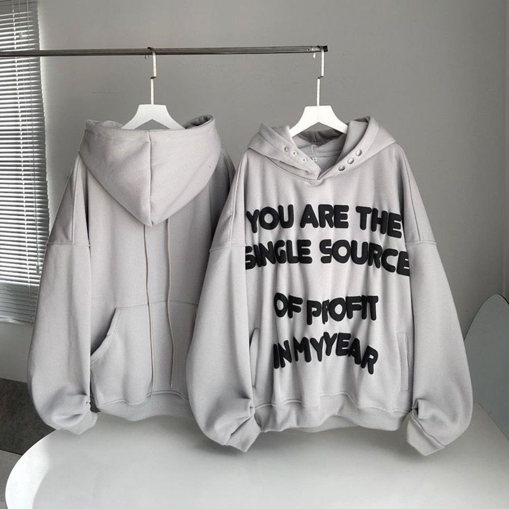 áo hoodie in nổi YOU ARE THE SINGLE SOURCE chất thun nỉ dày mịn, nó sốt có nút bấm+ dây luồng, 4 túi trước và sau