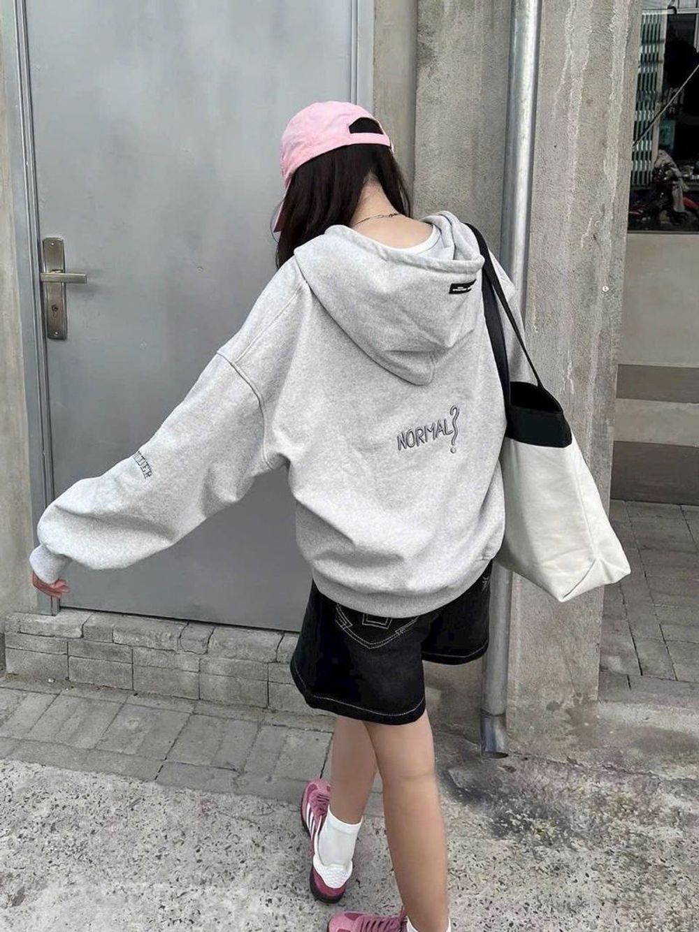 Áo khoác hoodie zip form boxy thêu What Is Normal ?