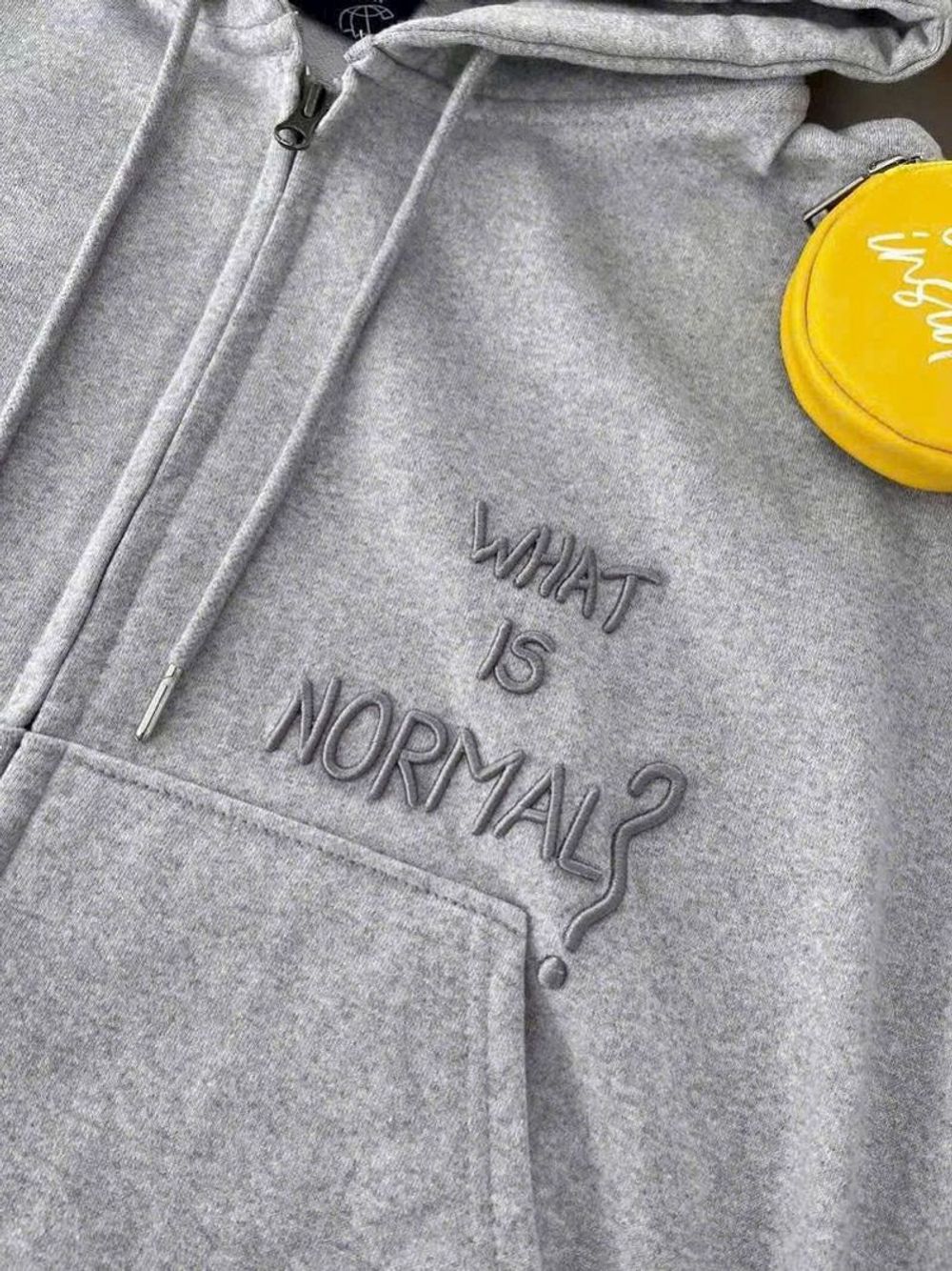 Áo khoác hoodie zip form boxy thêu What Is Normal ?