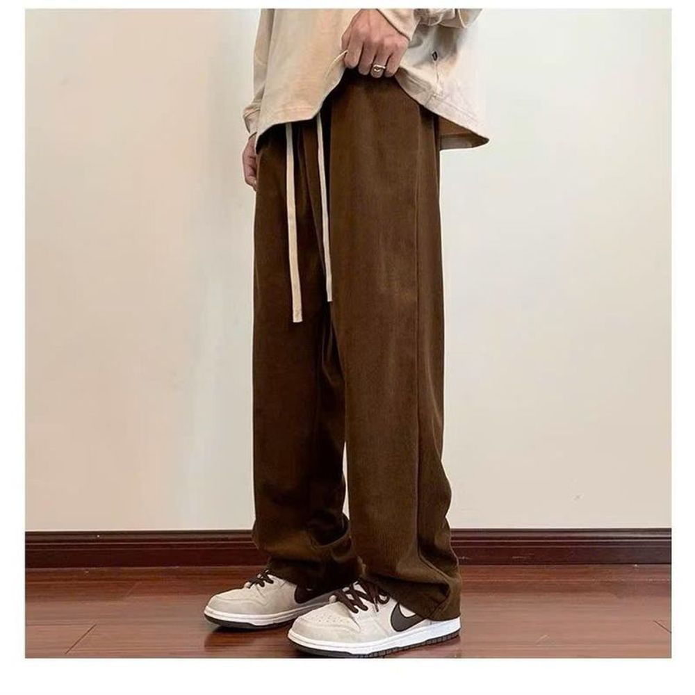 Quần nhung ống rộng có túi sau thời trang phong cách