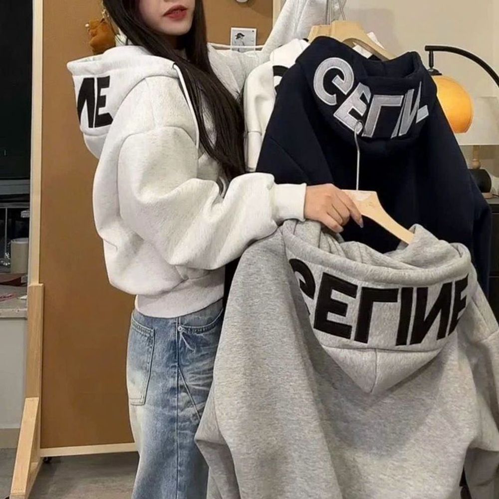 Áo khoác nón rộng thêu GETINE chất nỉ XK dày dặn form Boxy freesize dưới 65kg