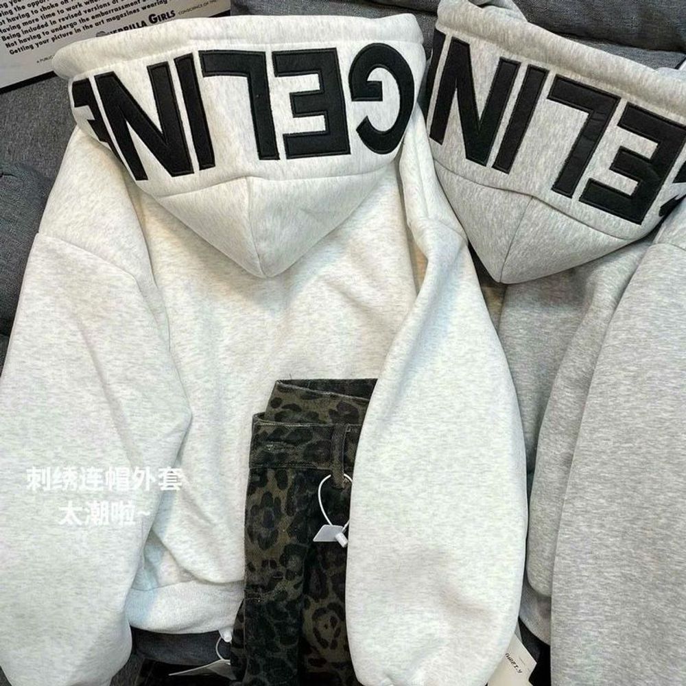 Áo khoác nón rộng thêu GETINE chất nỉ XK dày dặn form Boxy freesize dưới 65kg