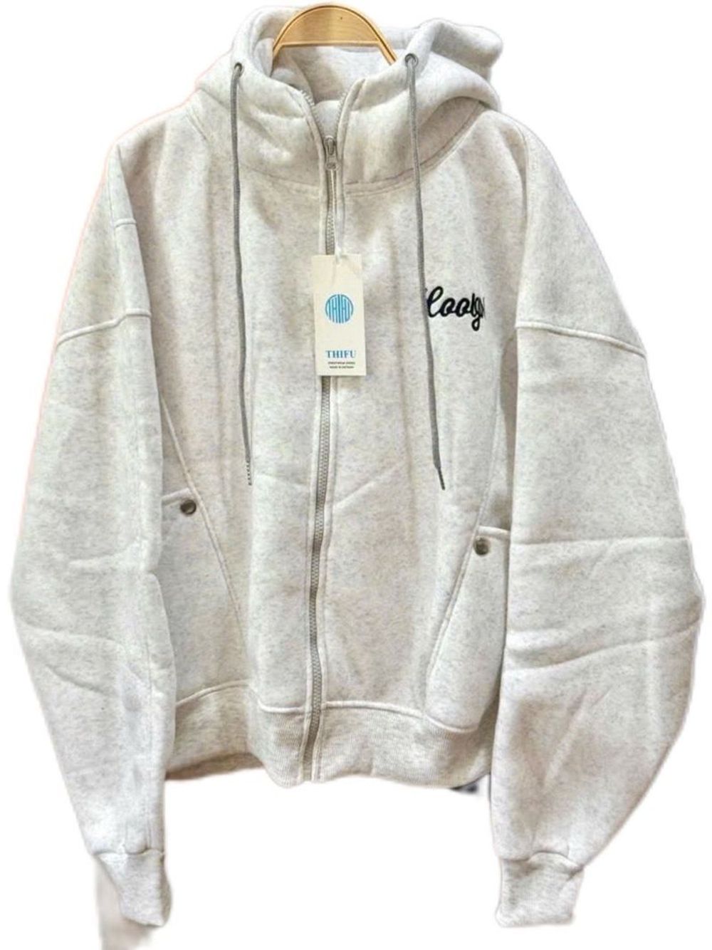 Áo khoác form boxy thêu Coolgirl chất nỉ xk dày mịn cổ cao freesize 65kg