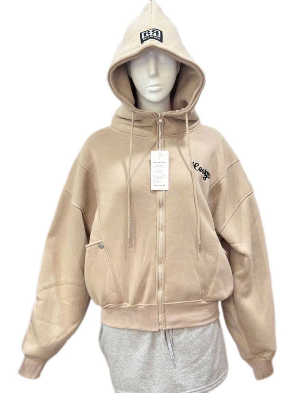 Áo khoác form boxy thêu Coolgirl chất nỉ xk dày mịn cổ cao freesize 65kg