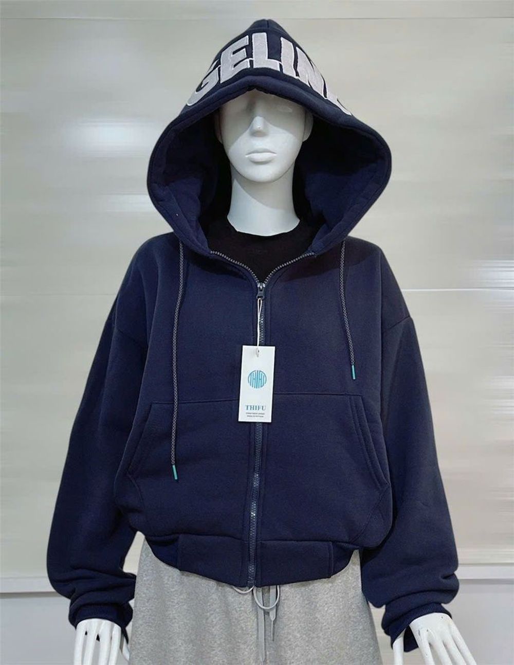 Áo khoác nón rộng thêu GETINE chất nỉ XK dày dặn form Boxy freesize dưới 65kg