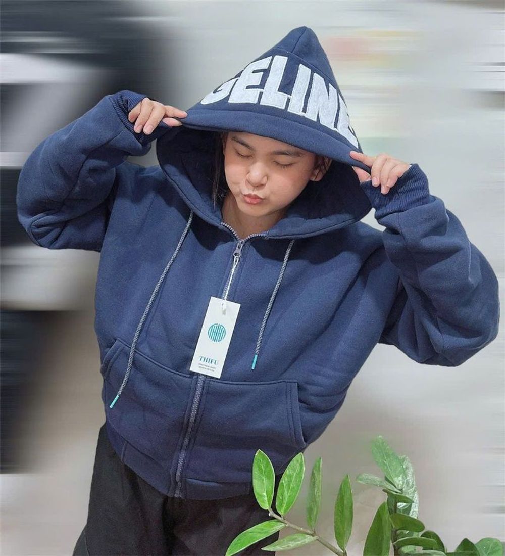 Áo khoác nón rộng thêu GETINE chất nỉ XK dày dặn form Boxy freesize dưới 65kg