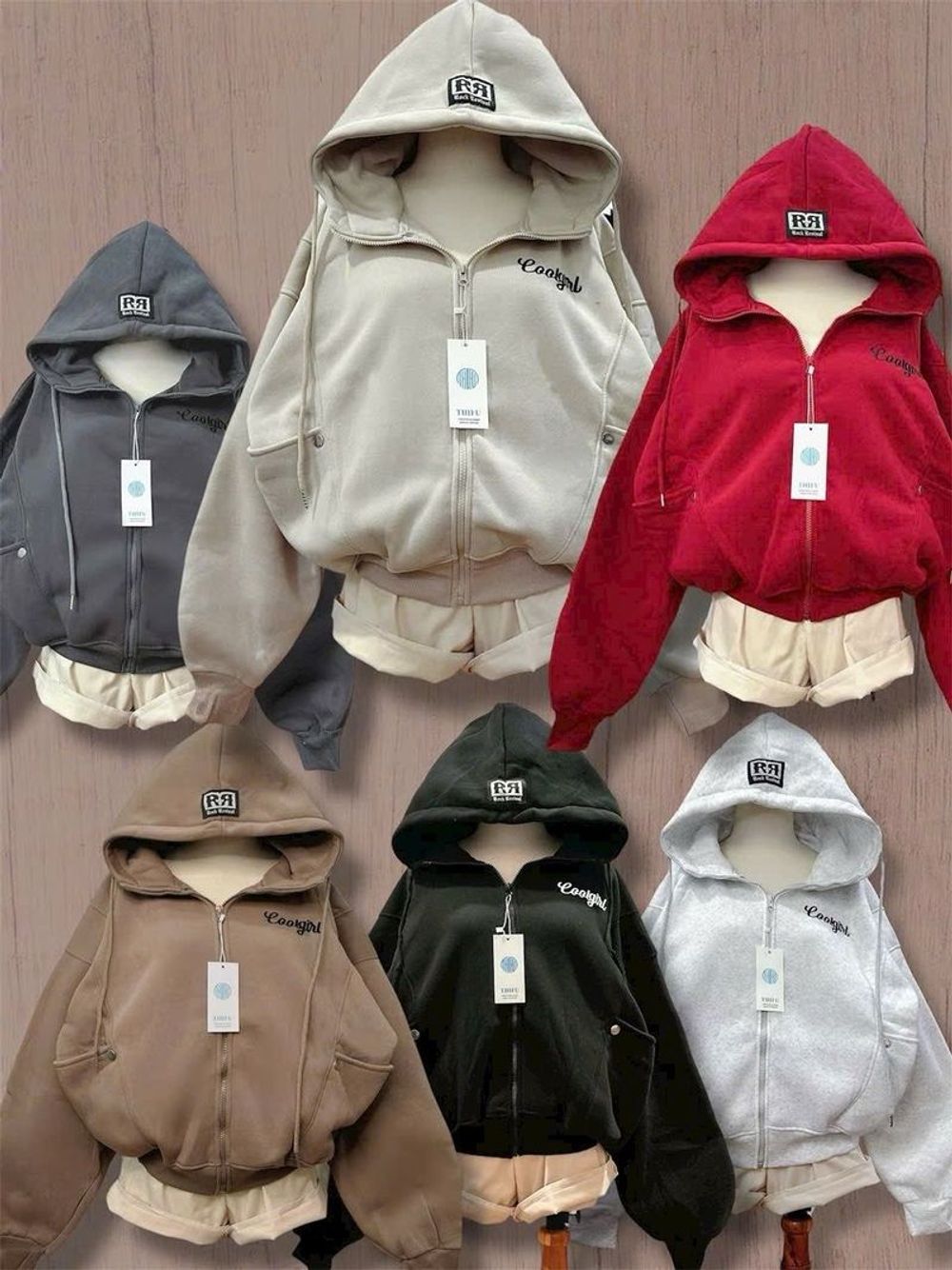 Áo khoác form boxy thêu Coolgirl chất nỉ xk dày mịn cổ cao freesize 65kg