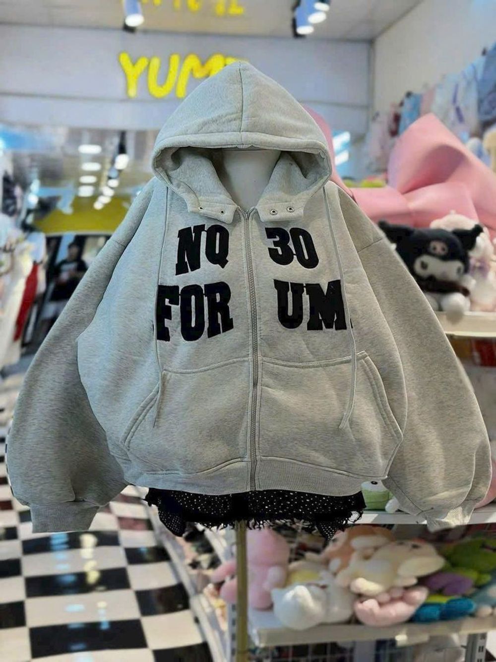 Áo Khoác Boxy Thêu NQ30 Chất Nỉ Bông Dày Mịn, Cổ Cao Có Nút Bấm Và Túi Trong Freesize Dưới 65kg