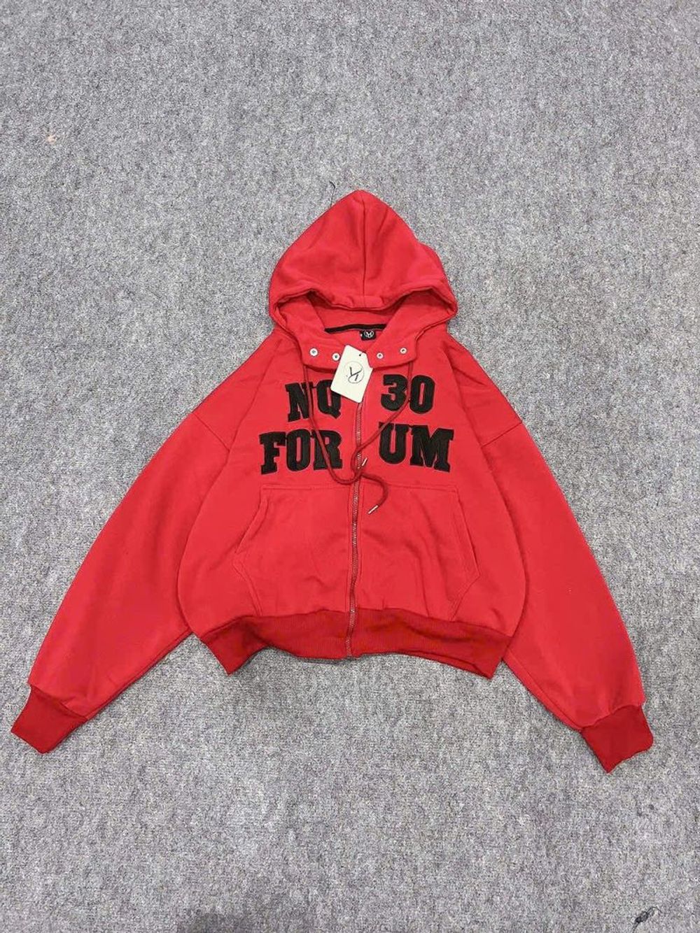 Áo Khoác Boxy Thêu NQ30 Chất Nỉ Bông Dày Mịn, Cổ Cao Có Nút Bấm Và Túi Trong Freesize Dưới 65kg