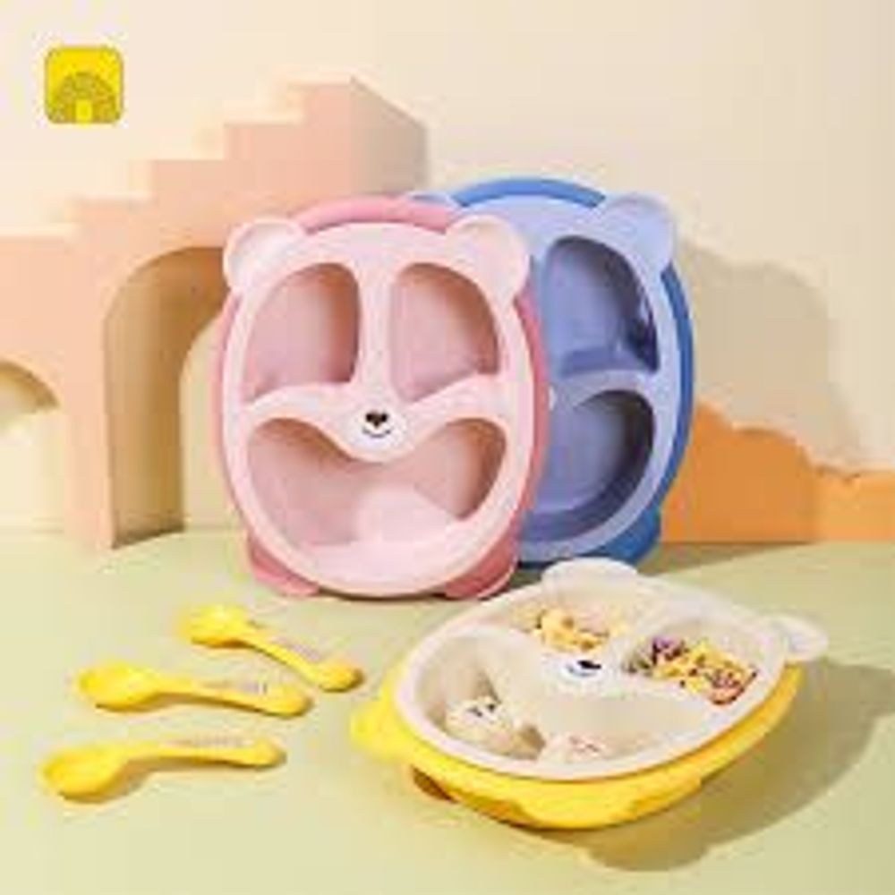 Set khay ăn dặm 6 món, bộ khay ăn dặm lúa mạch hình cua cho bé