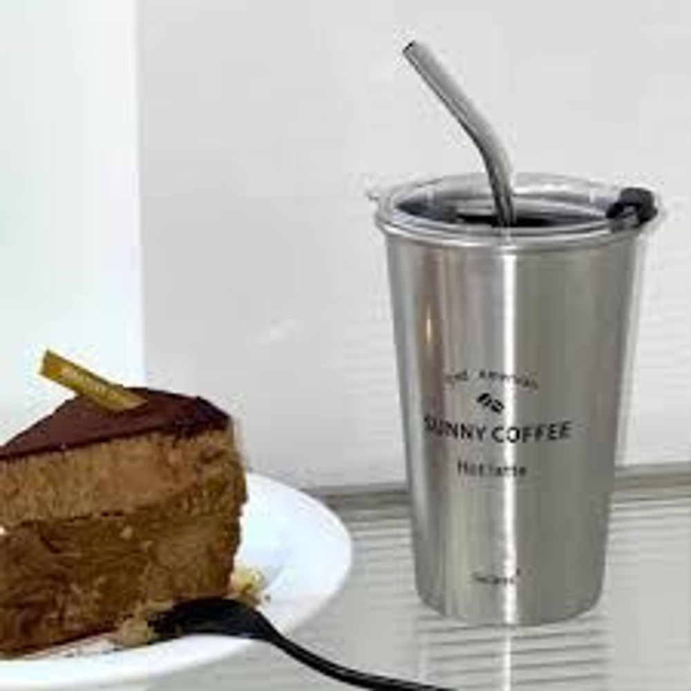 Cốc Inox 304, Cốc Uống Bia Inox Có Nắp Có Kèm Ống Hút Kim Loại