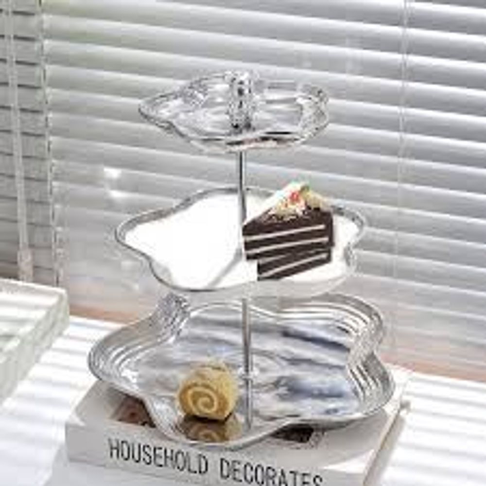 Khay sứ đựng hoa quả bánh kẹo 2, 3 tầng BB vàng và bạc trend 2024 NDH15