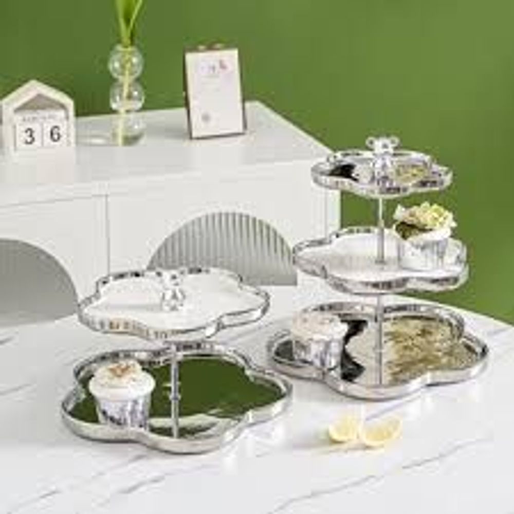 Khay sứ đựng hoa quả bánh kẹo 2, 3 tầng BB vàng và bạc trend 2024 NDH15