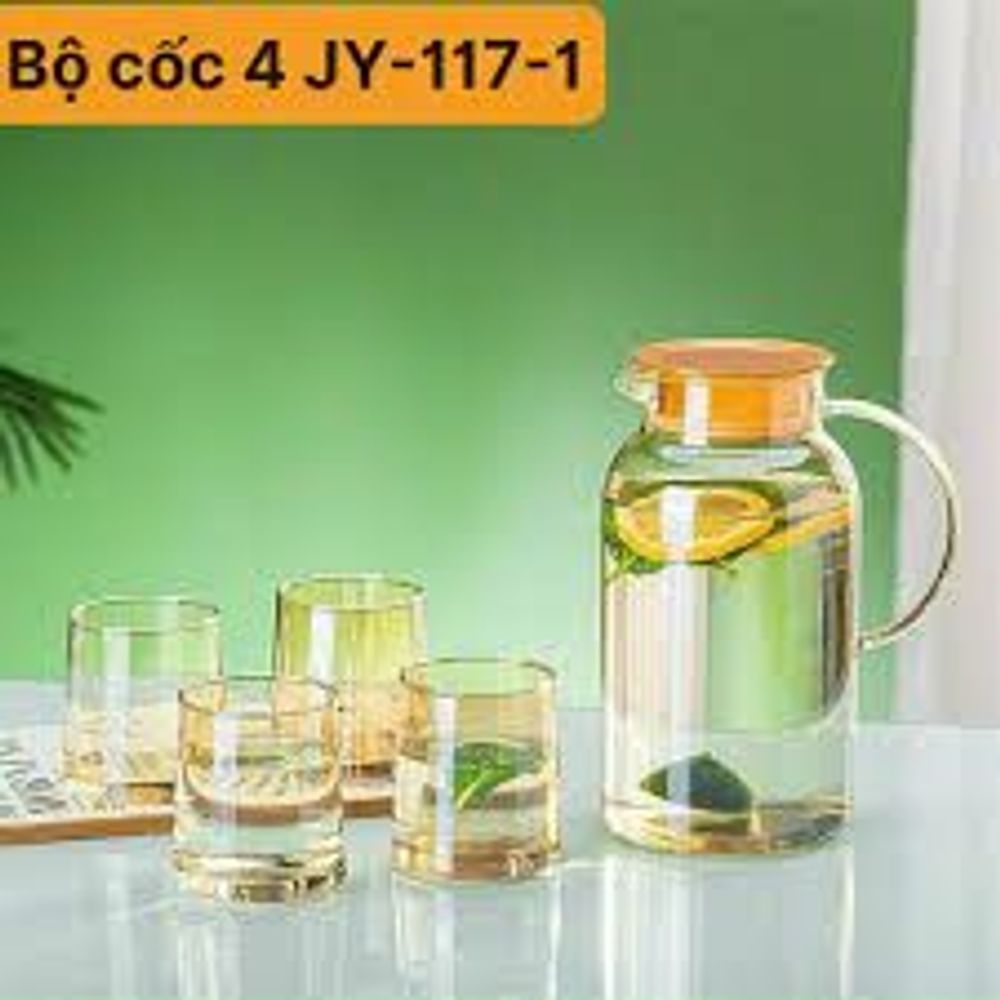 Bộ bình kèm 6 cốc thủy tinh sang trọng mã 111 có màu vàng ,đen hiện đại có hộp đựng làm quà tặng và nhiều mẫu đẹp0