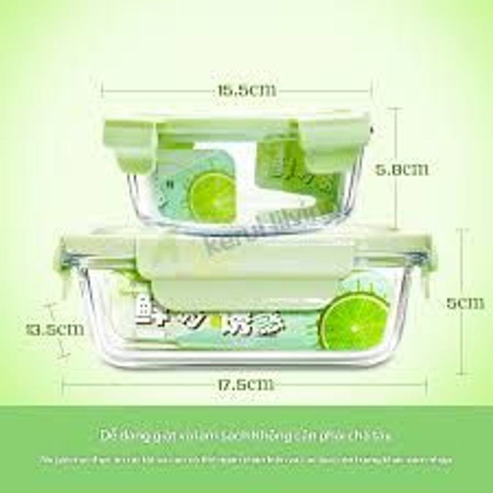 Bộ hộp cơm thủy tinh cường lực gồm 3 hộp thủy tinh 410ml không chia ngăn, Túi đựng và bộ đũa