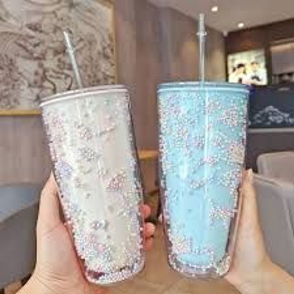 Ly uống nước 750ml bọt biển, nhựa 2 lớp giữ nhiệt 3h-4h, tặng kèm ống hút tiện lợi, có túi đựng mang đi học đi làm