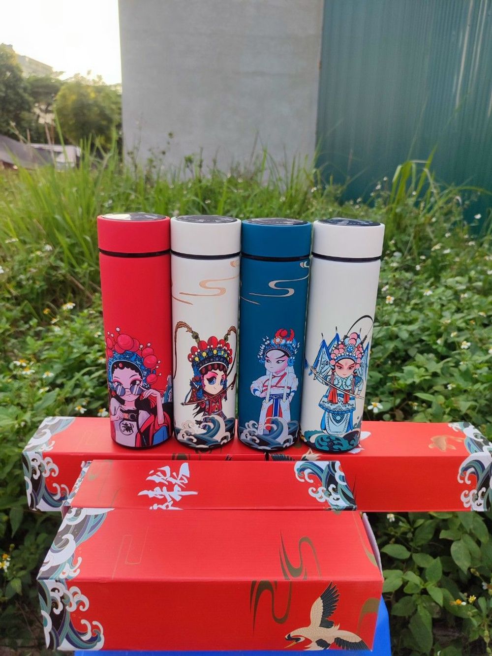 [Hàng loại 1] Bình giữ nhiệt cổ trang thời trang có đèn led hiển thị nhiệt độ 500ml bình nước văn phòng FULL BOX