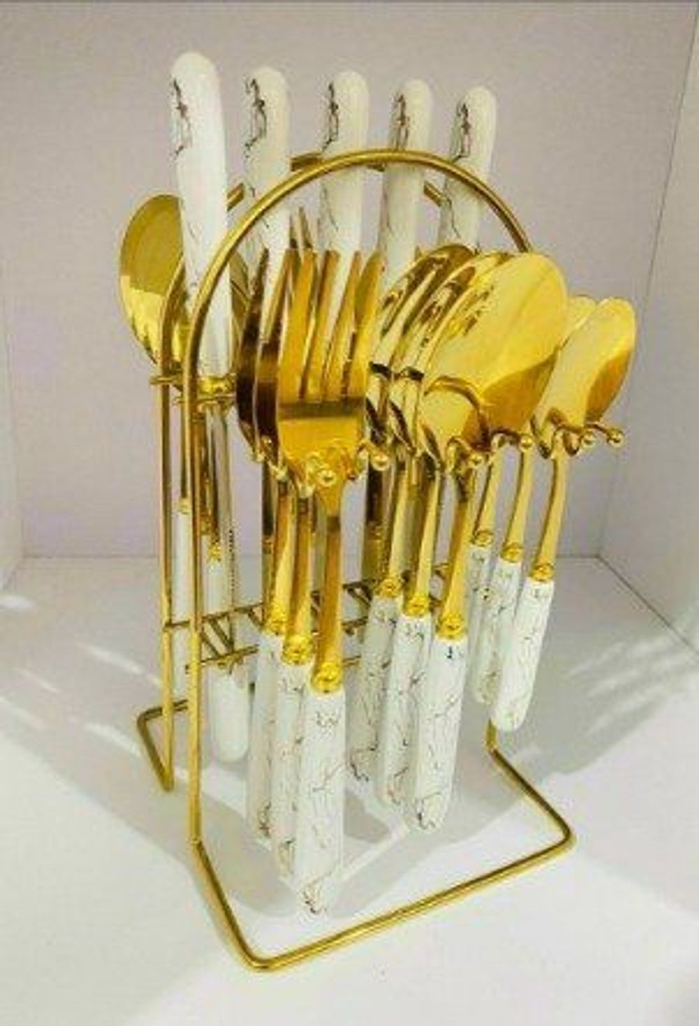 Dao Thìa Dĩa Kèm Giá Treo Bộ 25 Món Mạ Vàng