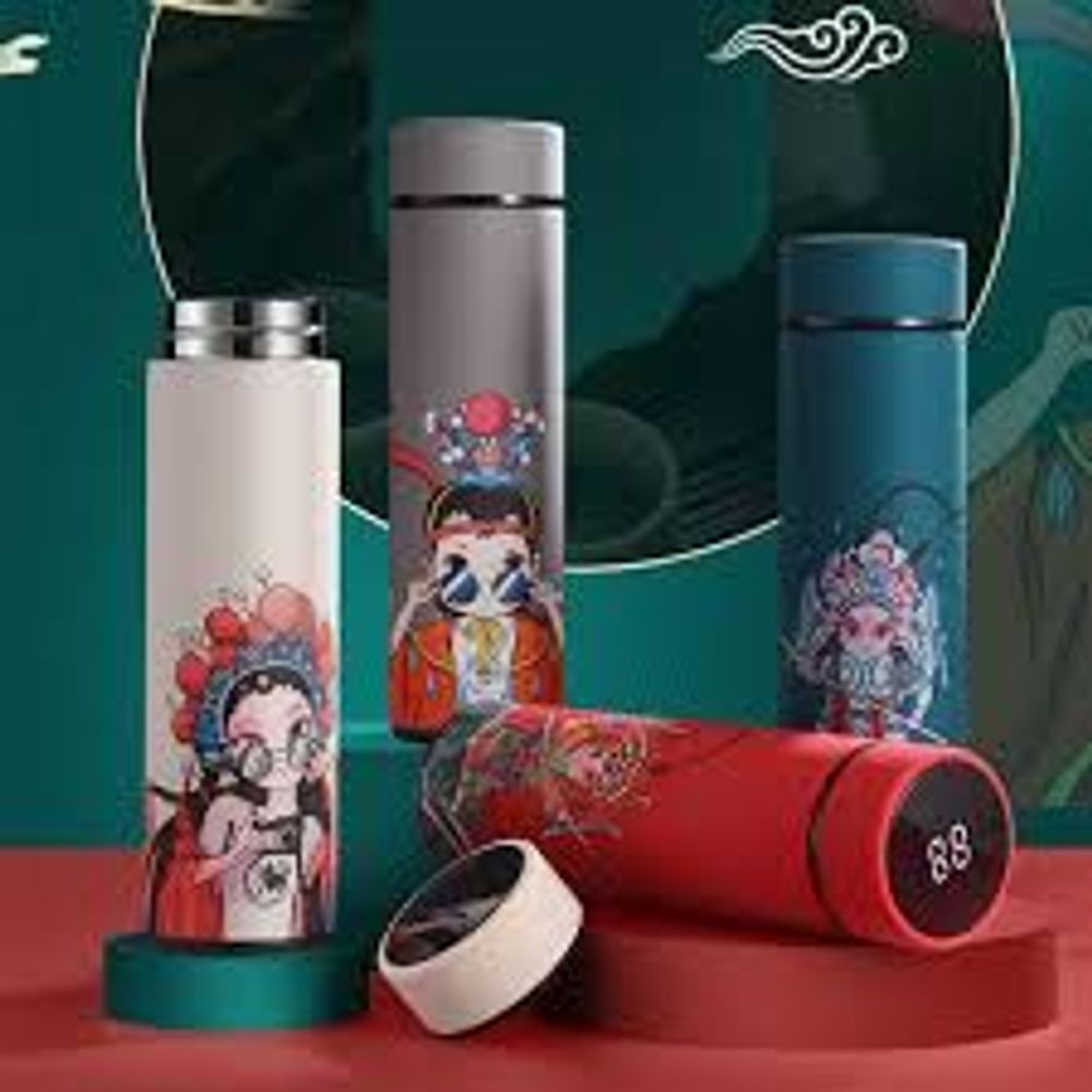 [Hàng loại 1] Bình giữ nhiệt cổ trang thời trang có đèn led hiển thị nhiệt độ 500ml bình nước văn phòng FULL BOX