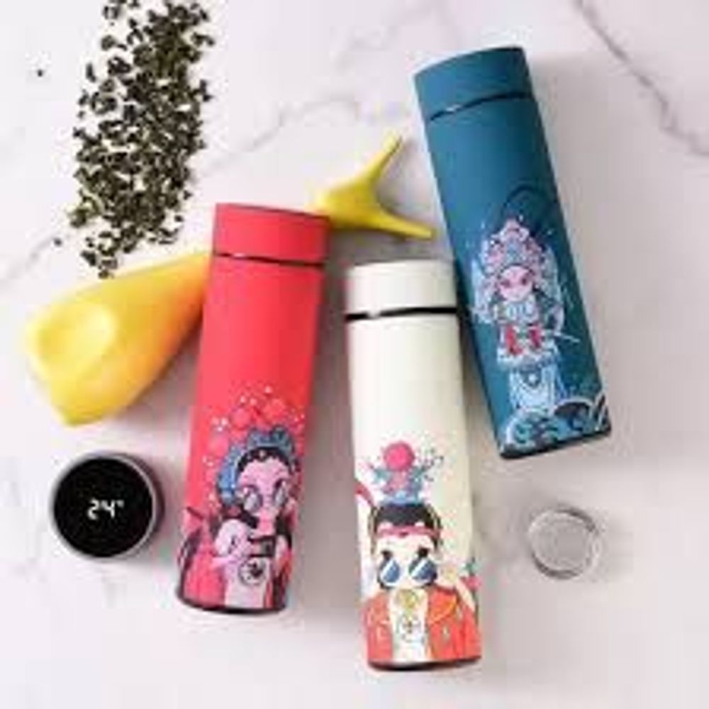 [Hàng loại 1] Bình giữ nhiệt cổ trang thời trang có đèn led hiển thị nhiệt độ 500ml bình nước văn phòng FULL BOX