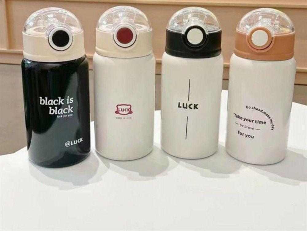 Bình giữ nhiệt tiện dụng 450ml phong cách Vlogger Hàn Quốc có ống hút B28
