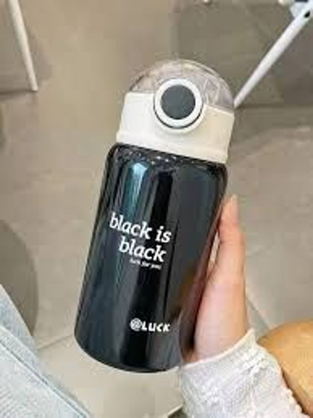 Bình giữ nhiệt tiện dụng 450ml phong cách Vlogger Hàn Quốc có ống hút B28