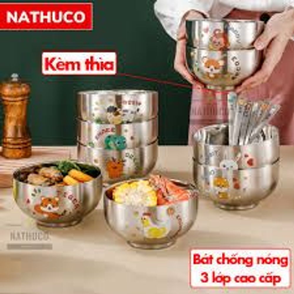 Hoạt Hình Dễ Thương Trẻ Em 304 Bát Inox Thực Phẩm Cho Bé Bát Cung Hoàng Đạo Chống Rơi Hai Lớp Cách Nhiệt Hộ Gia Đình Ăn Bát