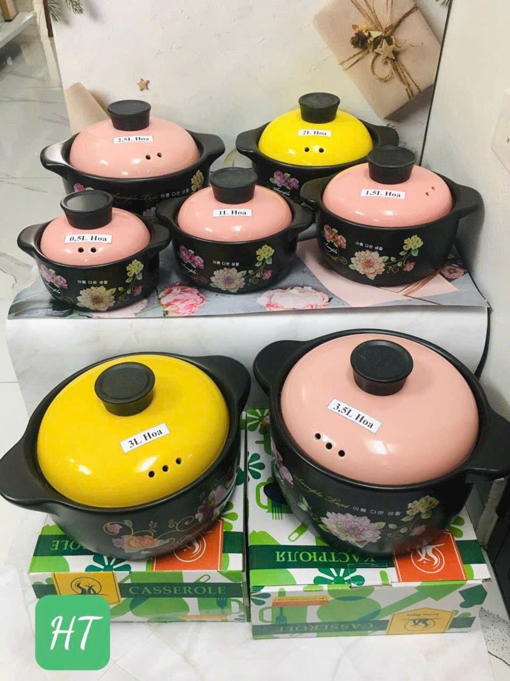 Nồi đất họa tiết 1.5 lít hầm canh thịt cao cấp