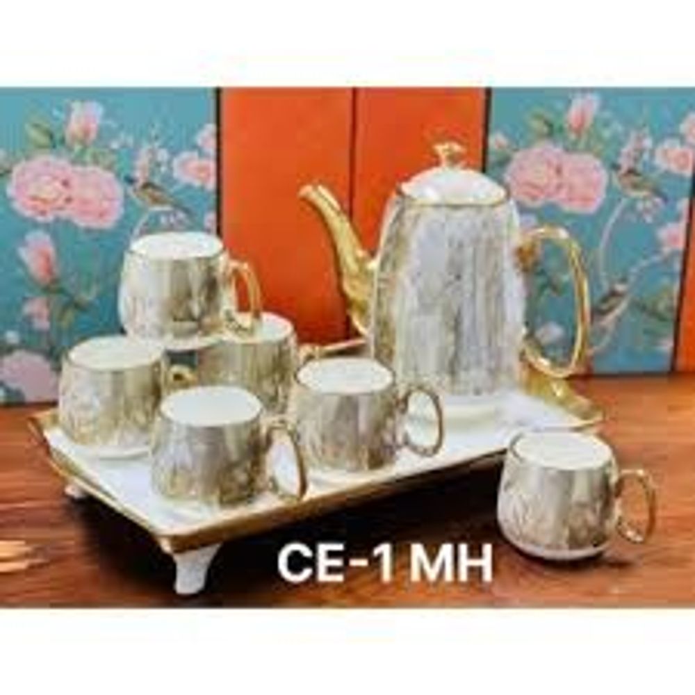 Bộ Ấm Chén Pha Trà Vân Đá Nắp Cá Heo Kèm Khay size nhỏ