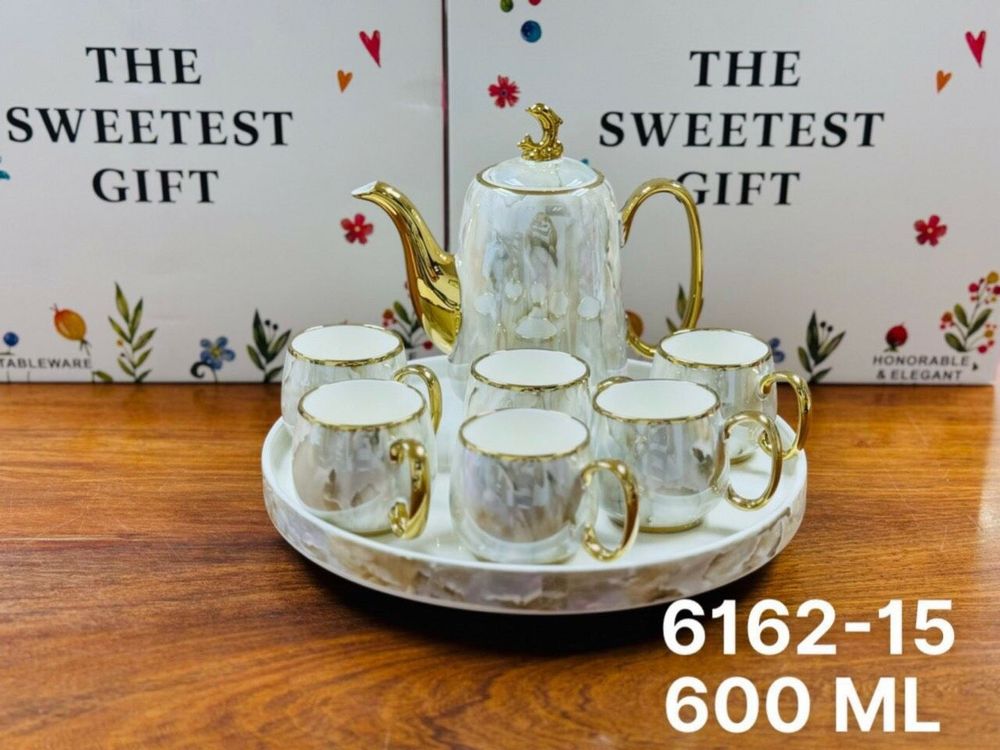 Bộ Ấm Chén Pha Trà Vân Đá Nắp Cá Heo Kèm Khay size nhỏ