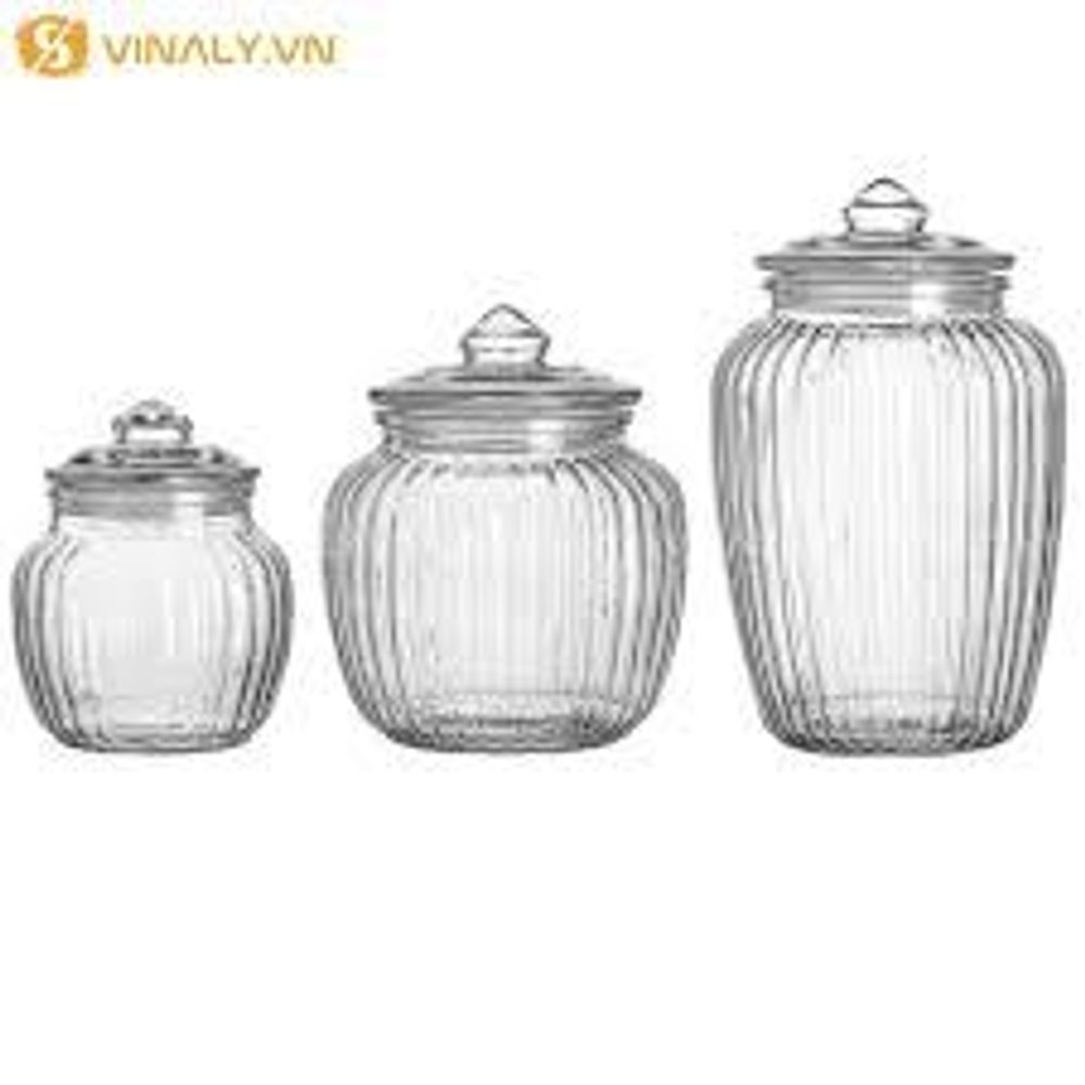 Sét 3 hũ thuỷ tinh hàng dày dặn thuỷ tinh trong xuốt to