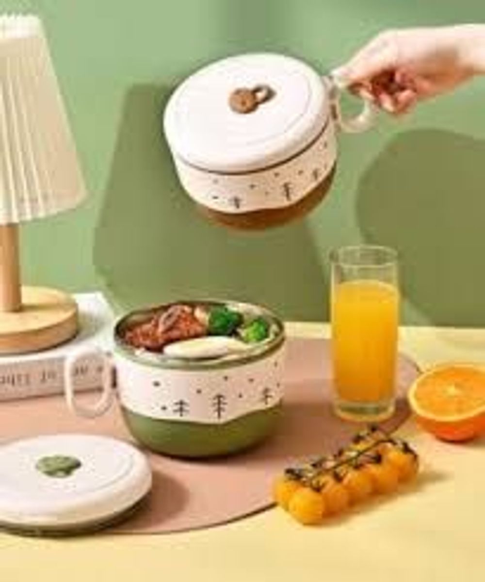 HỘP CƠM không gỉ, thìa và nắp đậy kín có tay cầm dành cho trường học, đại học và nơi làm việ